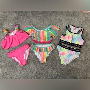 Betsey Johnson girls bathing suits set of 3 bikinis size 10
